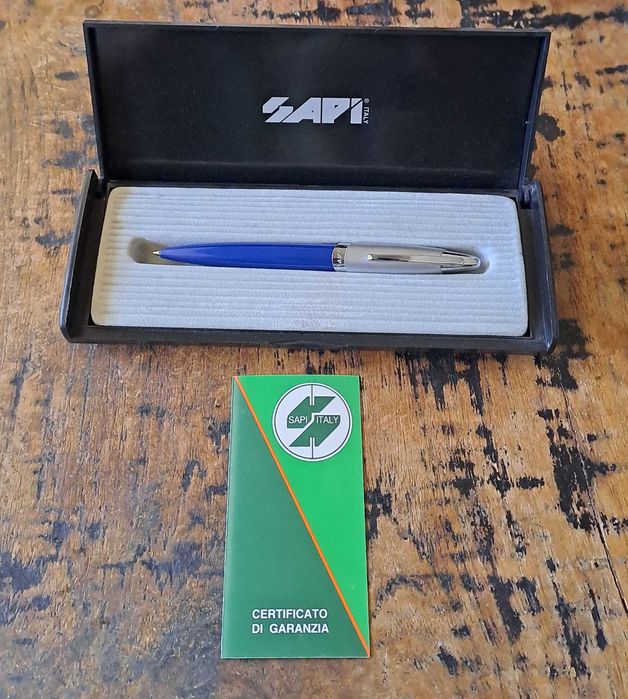 химикалка Сапи Sapi сребро със синьо Италия в кутия