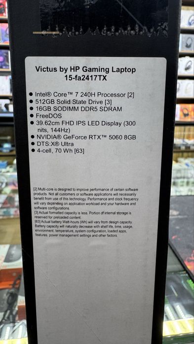Hp Victus Core7 240h 14gen ddr5 16gb 512gb ssd rtx5060 8gb 144hz