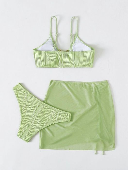 Комплект бански от три части в зелено