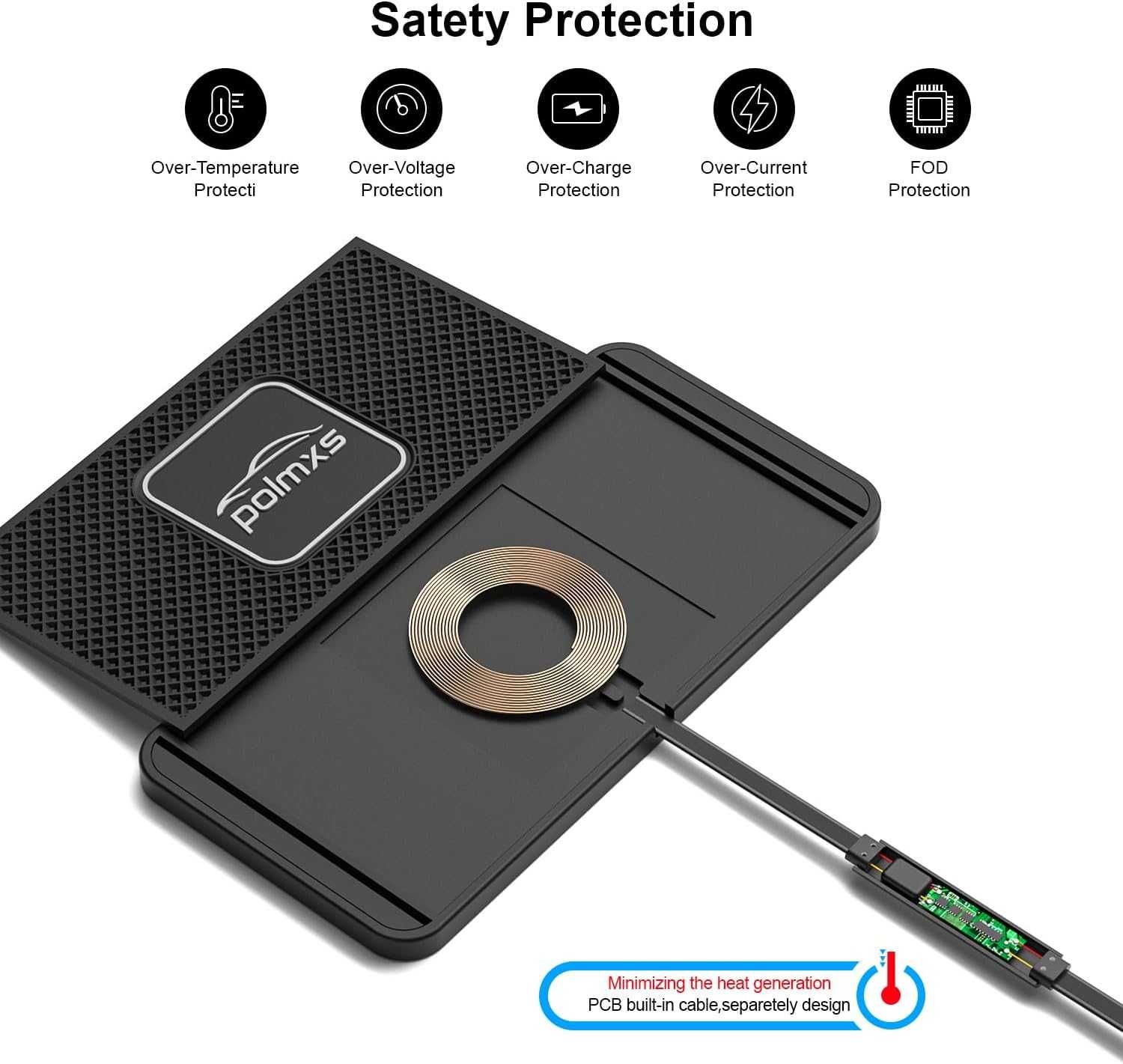 Încărcător mașină wireless Polmxs,15W QC 3.0 compatibil iPhone,Samsung