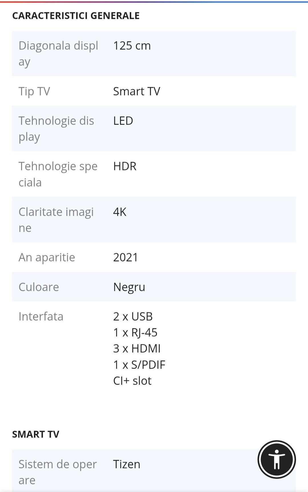 Vand TV Samsung Smart diagonala 125cm Led