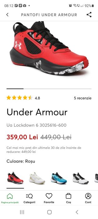 Adidasi baschet barbati Under Armour, mărimea 42
