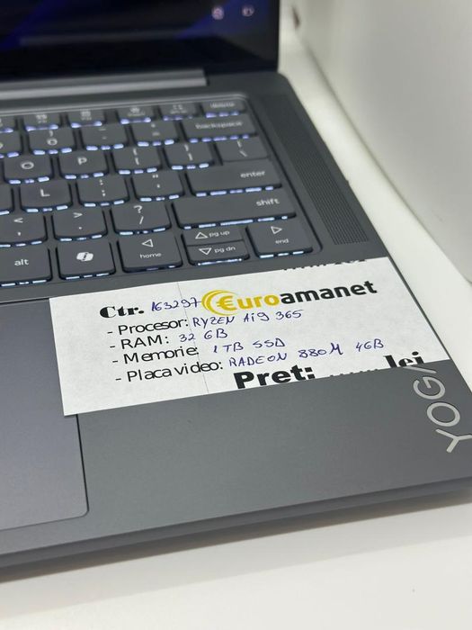 Laptop Lenovo Yoga Pro 7 14ASP10, AMD Ryzen AI 9 365, 32GB RAM -A-