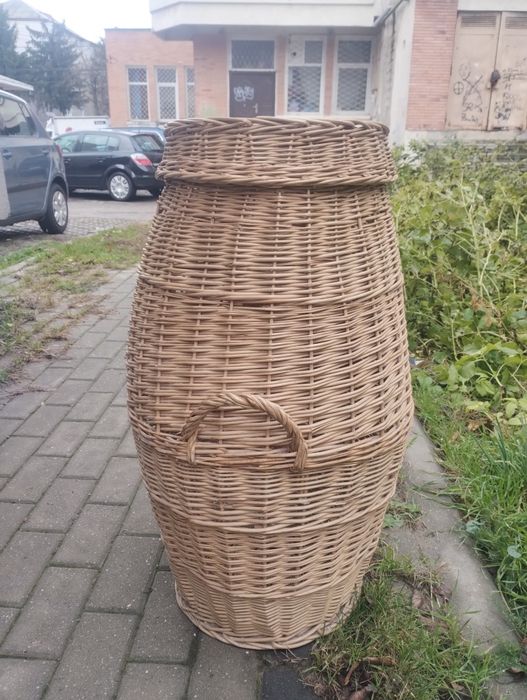 Cos din nuiele împletite mare cu capac