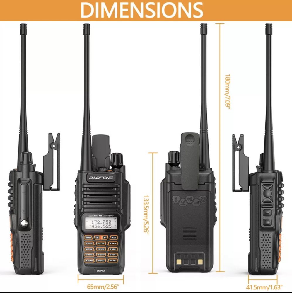 Радиостанция професионална водоустойчива двубандова  Baofeng 9R Plus