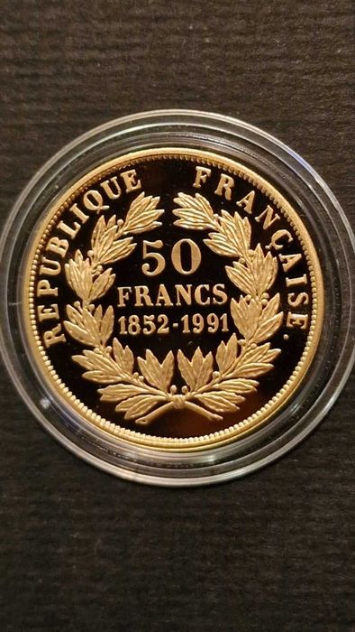 Златна Монета 50 Френски Франка Луи- Наполеон Бонапарт III 1991
