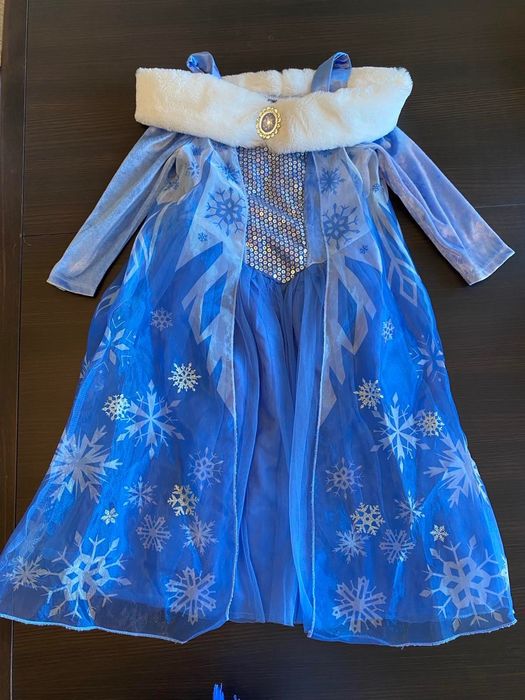 H&M Frozen Елза рокля/маскараден костюм 110-116 и Елза обувки 29номер