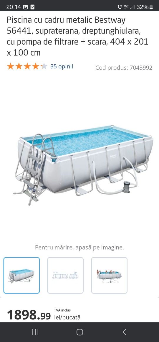 Piscina supraterana cu cadru metalic