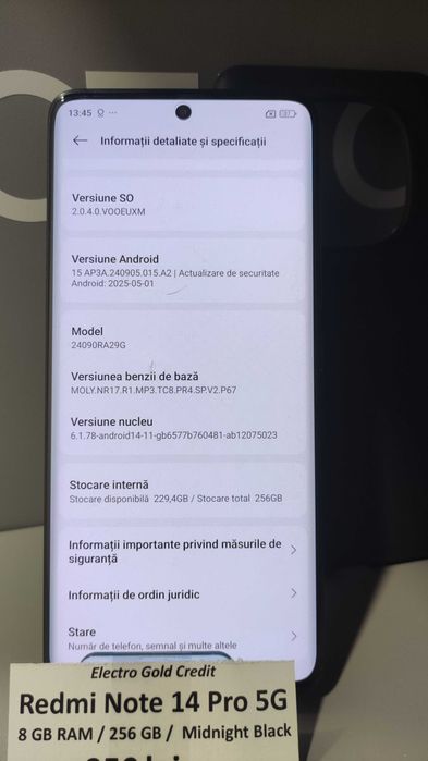 Redmi Note 14 Pro 5G 8GB RAM/256GB/Black/Produs Impecabil! ID327-AG2