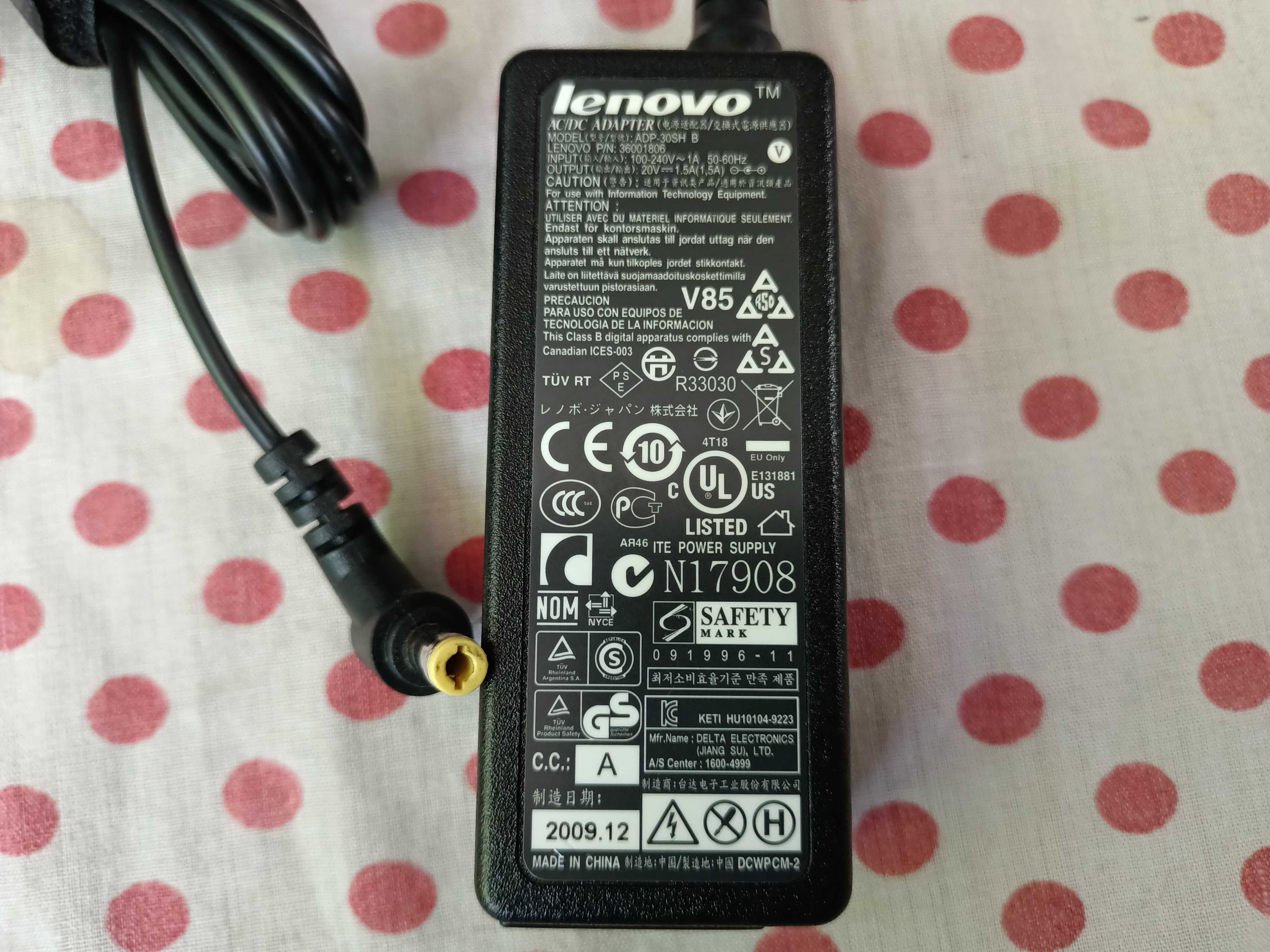 Incarcator Alimentator Laptop Lenovo 30 W 20V 1.5A ADP-30SH B.