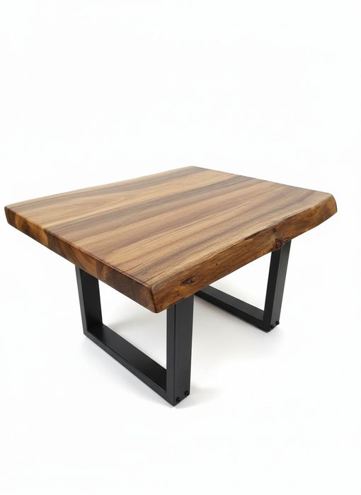 Măsuță de Cafea Rustică din Nuc Brut, Blat Live Edge 4 cm,