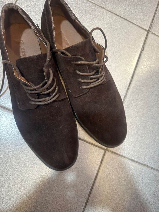 Велурени мъжки обувки-тъмно кафяво 42