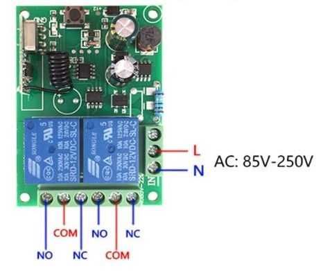 Releu cu doua telecomenzi radio 220V doua canale wireless automatizari