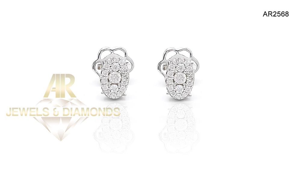 Cercei Aur Alb 18 K cu DIAMANTE model nou deosebit AR JEWELS(AR2568)