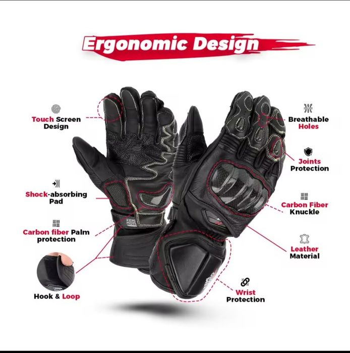 Mănuși Kemi Moto – piele de bovină, protecții carbon