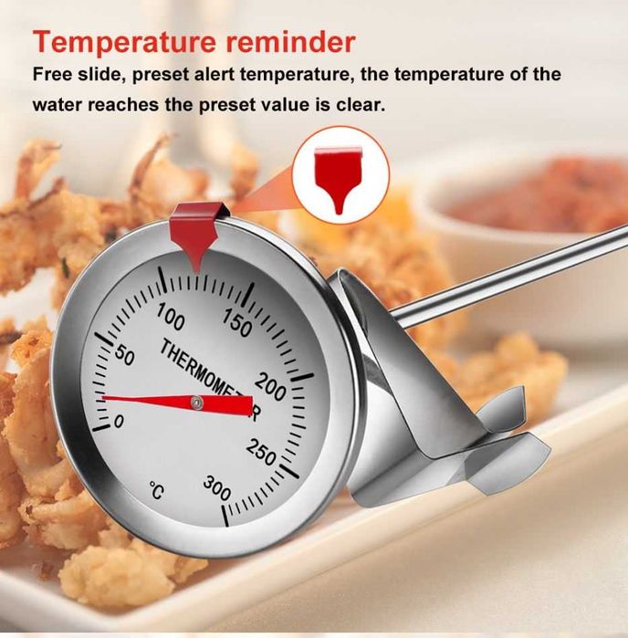 Termometru inox cuptor imersie compost gratar 300 grC tija 30 cm