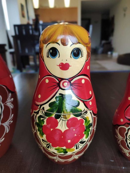 Голяма руска винтидж матрьошка, 27 см, 3 в 1,  СССР