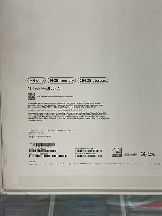 MacBook Air 13 M4 16GB/256GB sotiladi narxi 849