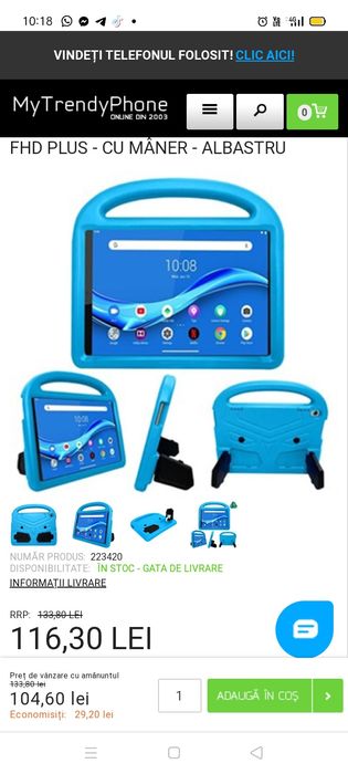 Husa copii antișoc Lenovo Tab M10 FHD PLUS.      Roz și albastru