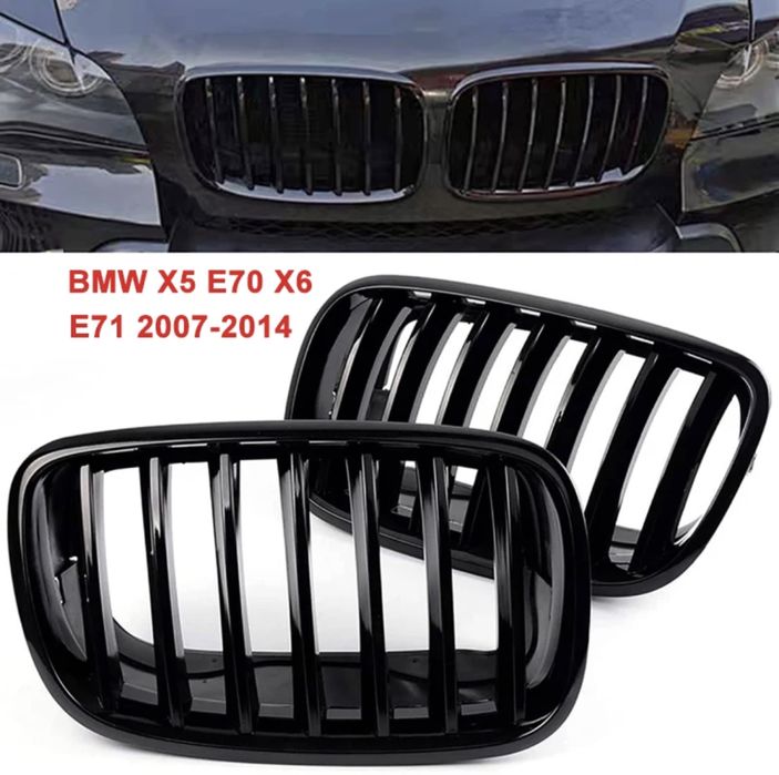 Set grile duble simple Piano Black nari Bmw X5 X6 e70 e71