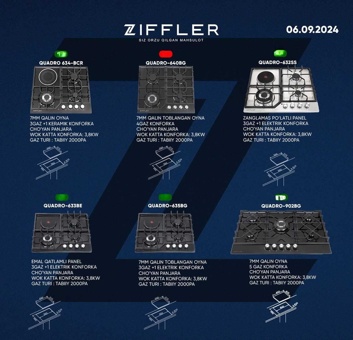 Варочные панели Ziffler в большом ассортименте