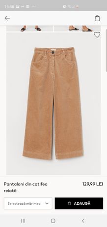 Pantaloni catifea reiată H&M, noi, XS