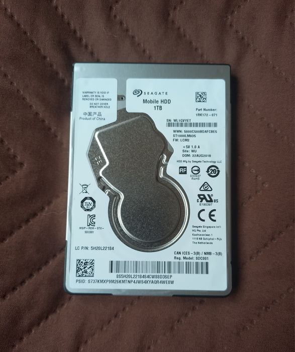 Хард диск 1ТB Seagate  2.5" HDD 100%Здраве