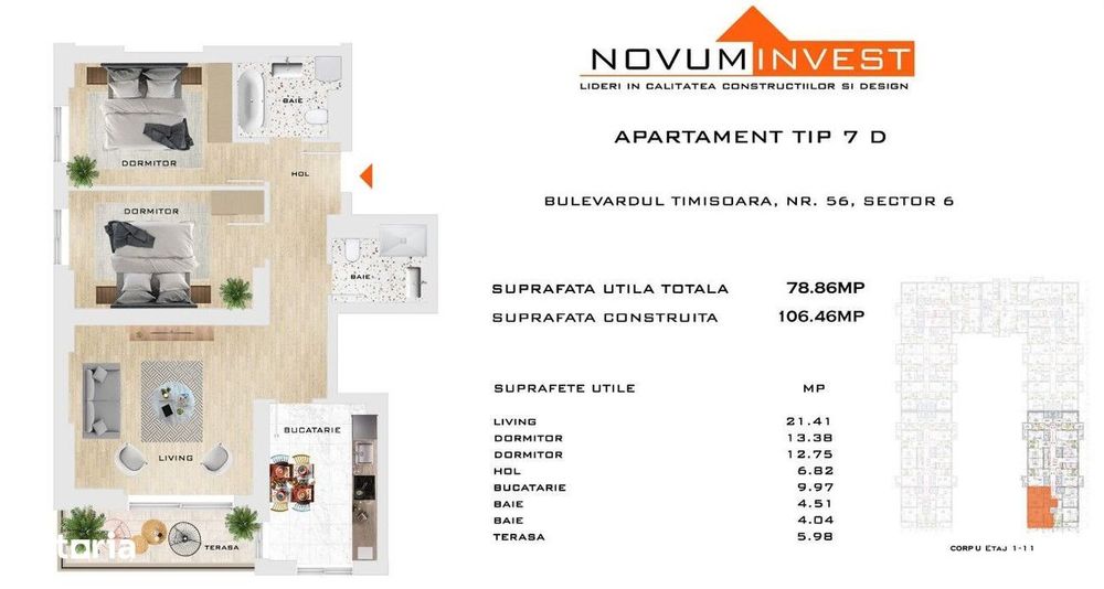 Apartament 3 camere I Parcul Liniei I Metrou Gorjului 600m