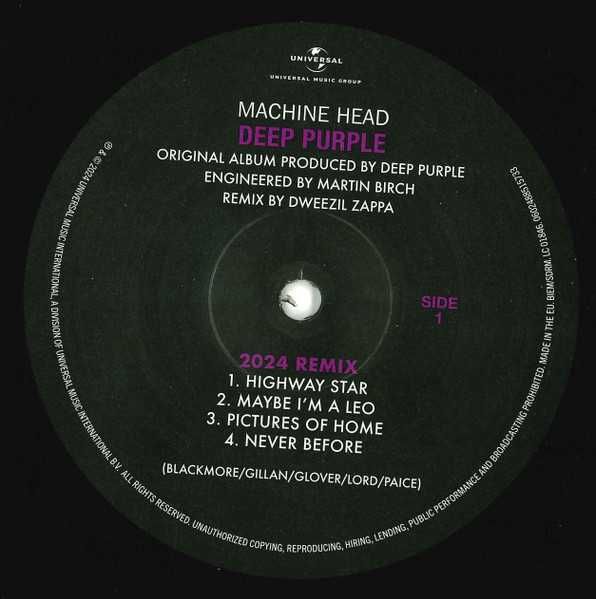 LP Vinil Deep Purple - Machine Head (2024 Dweezil Zappa Remix)