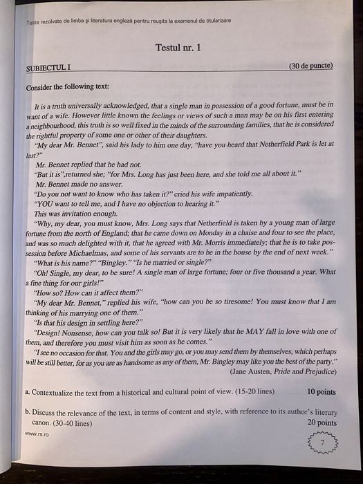 Teste rezolvate pentru examenul de titularizare engleza