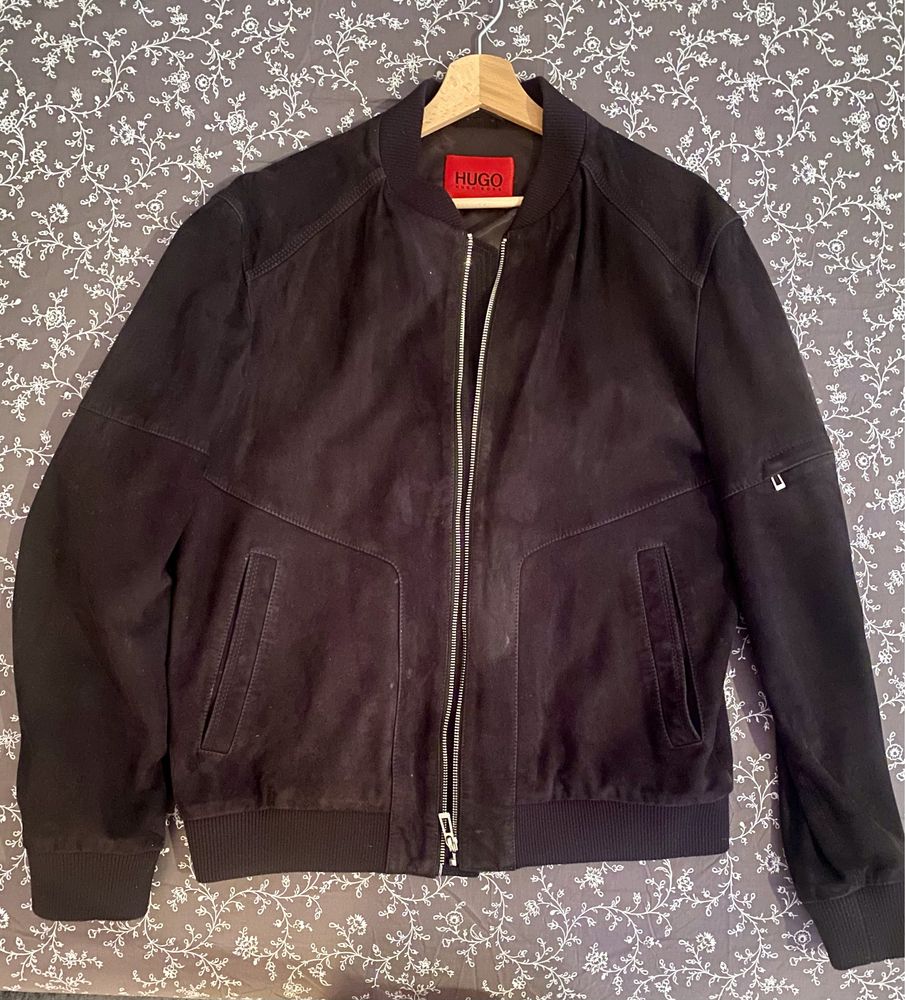 Geaca bomber piele intoarsa Hugo Boss