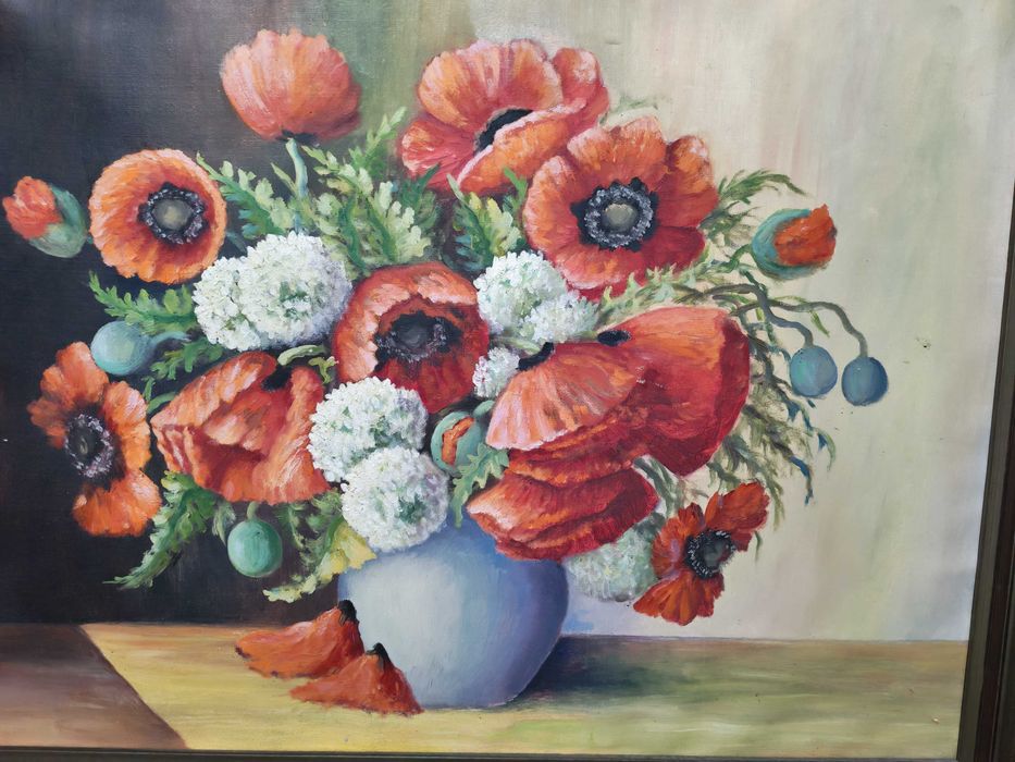 Tablou ulei pe panza - flori, rama masiva