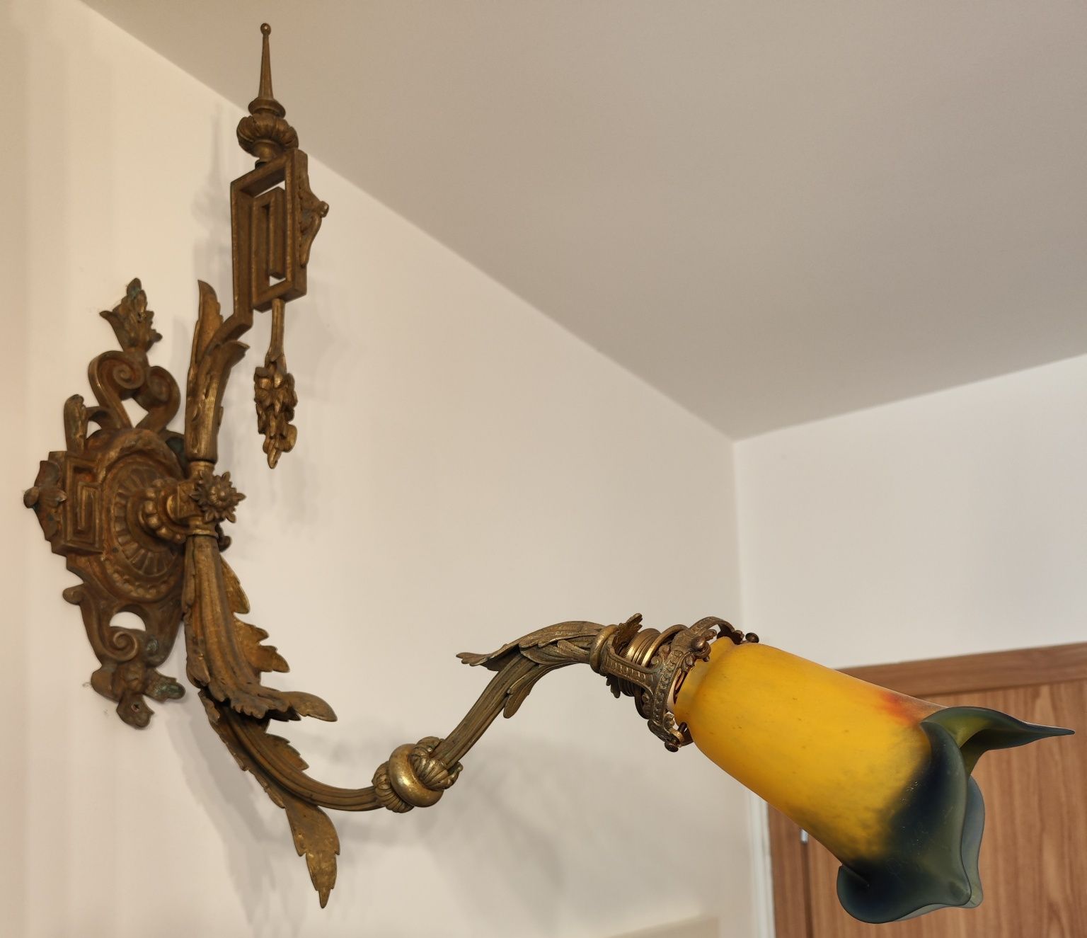 Lampă de perete aplică început de secol XX sticlă Degue