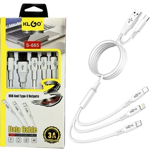 3в1 Кабел за данни KLGO – FAST CHARGING CABLE – 1m