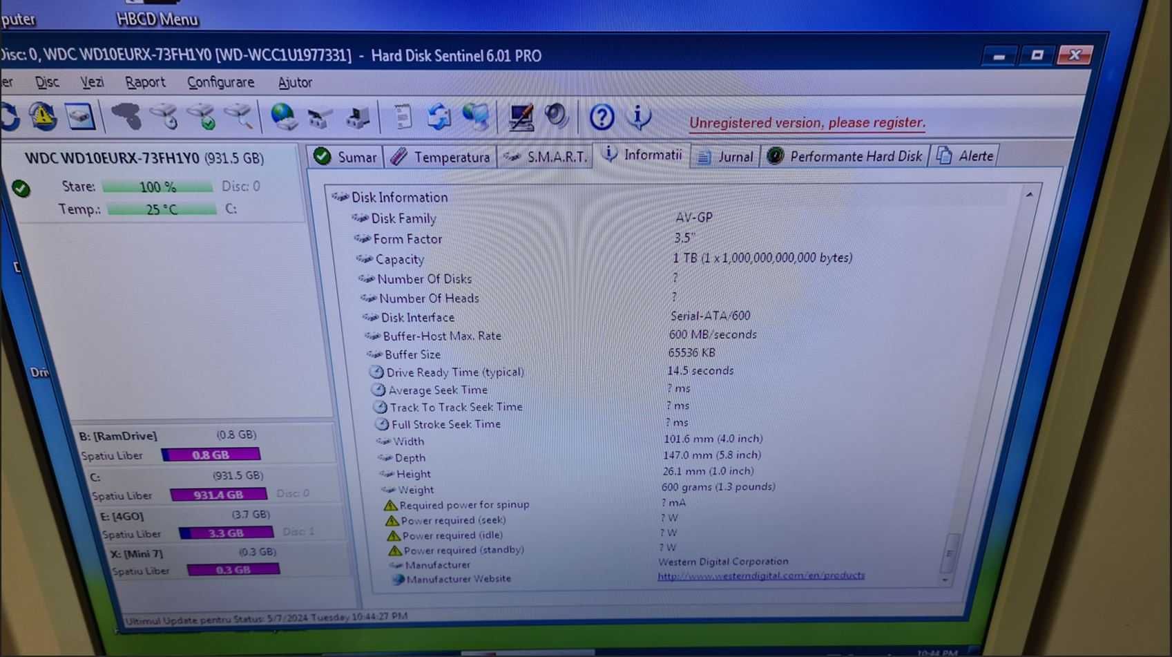 687S.HDD Hard Disk Desktop,1TB,Western Digital,64MB,Sata III,7200Rpm