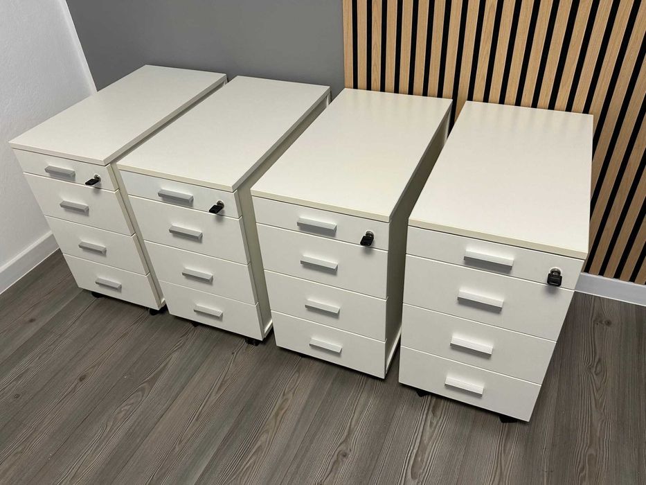 rollbox casetiera dulap roti mobil alb 4 sertare metalice 34x60x60cm