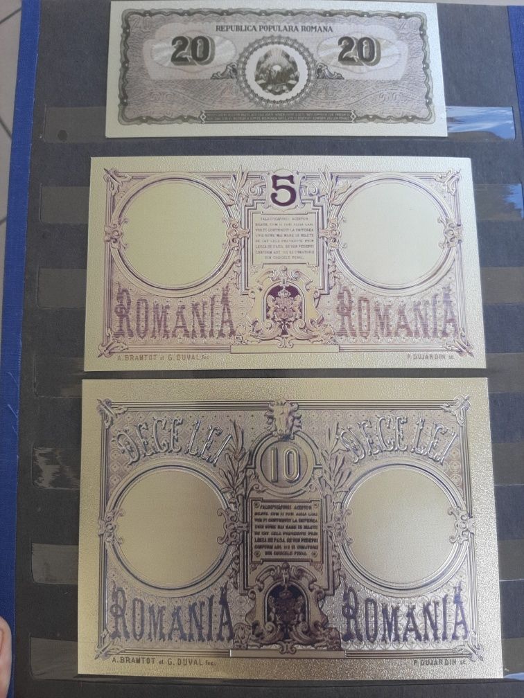 Bancnote aurite argintate romania