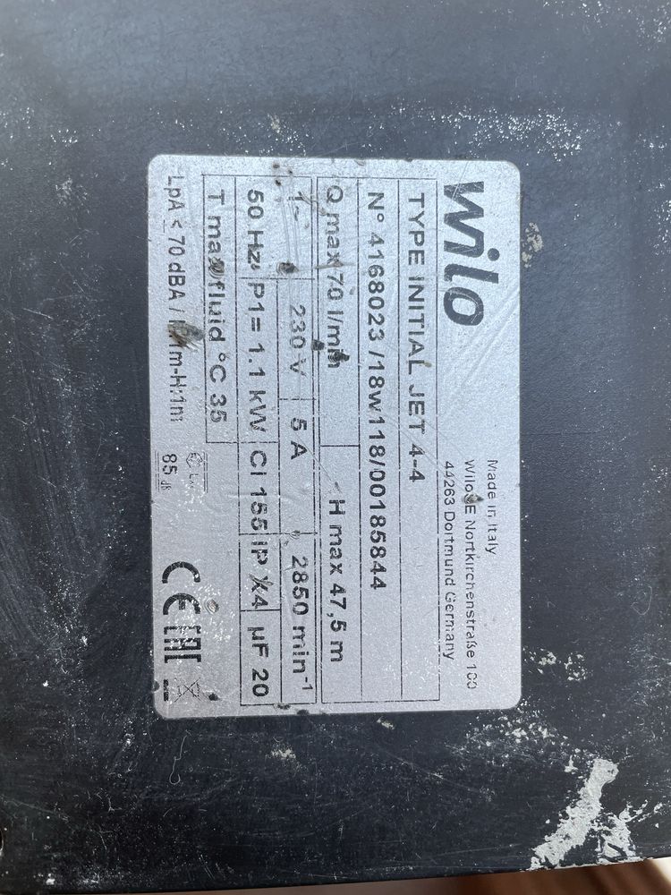 Vand hidrofor Wilo 1.1 kW  70 l/min