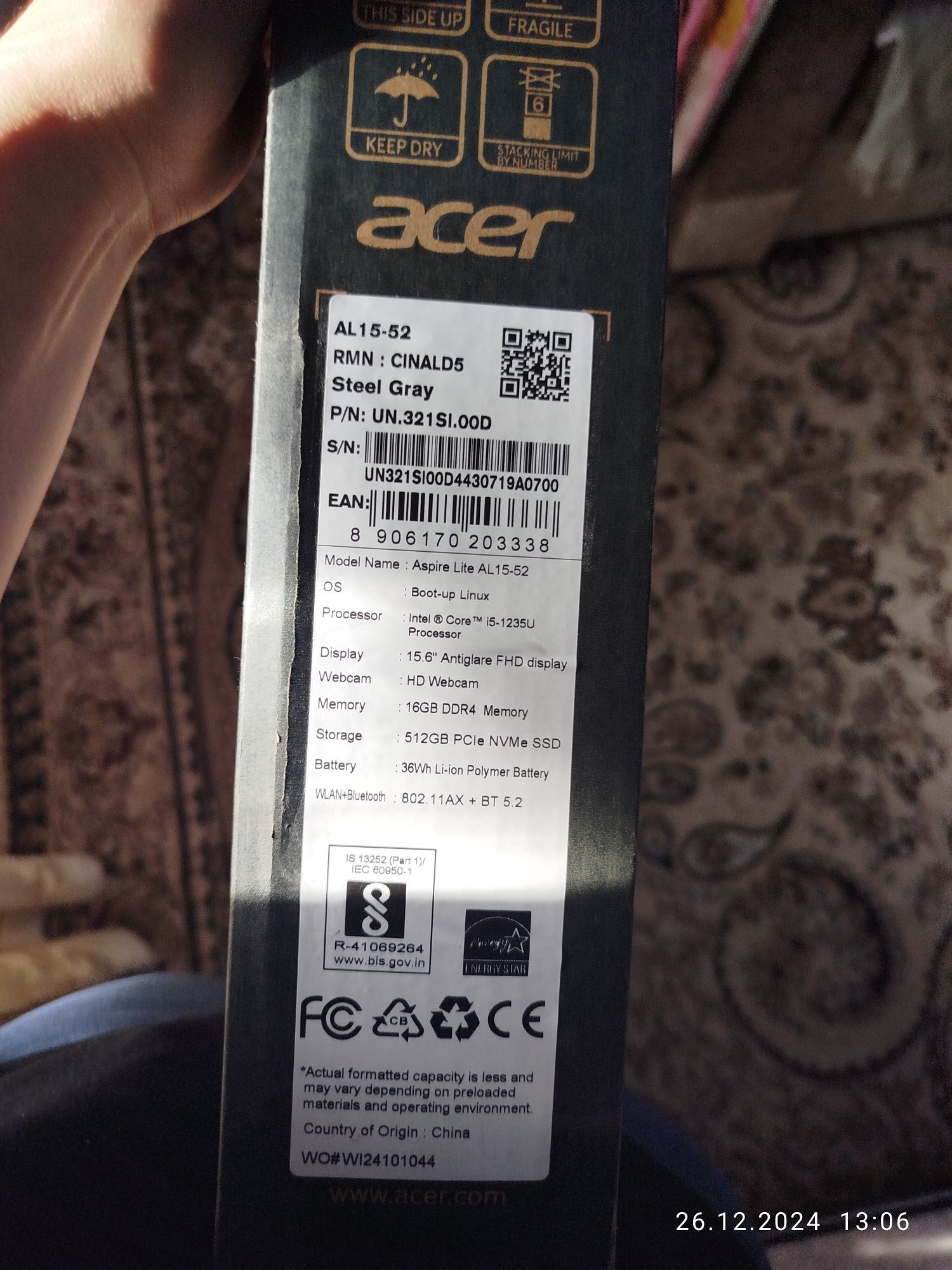 Acer Aspire lite cor i5 DDR4