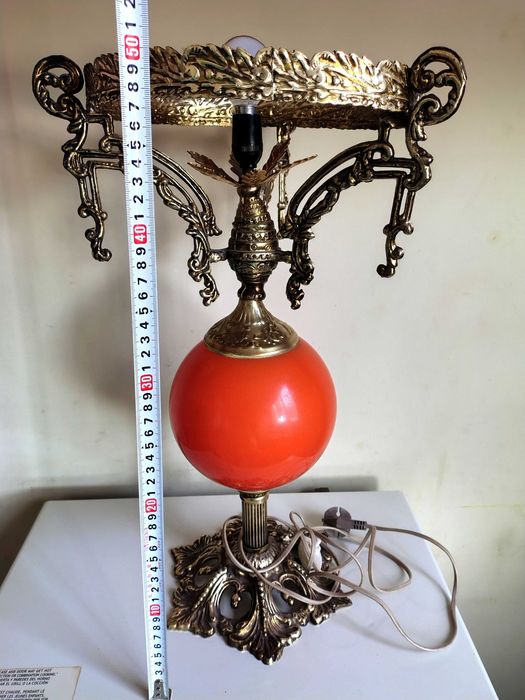 Прекрасна Голяма Стара Бронзова Лампа