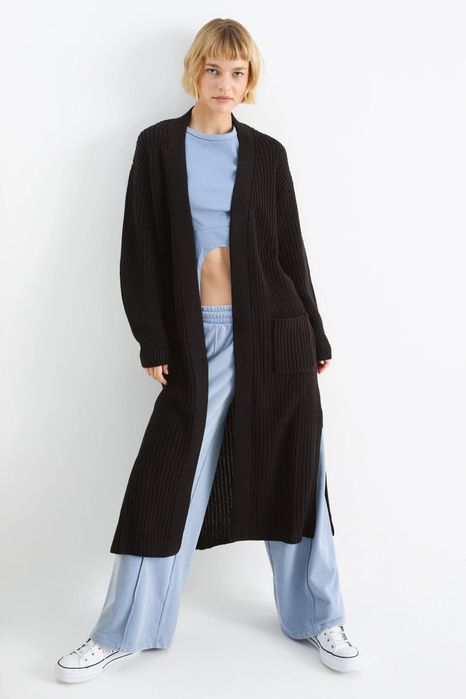 Cardigan lung cu buzunare