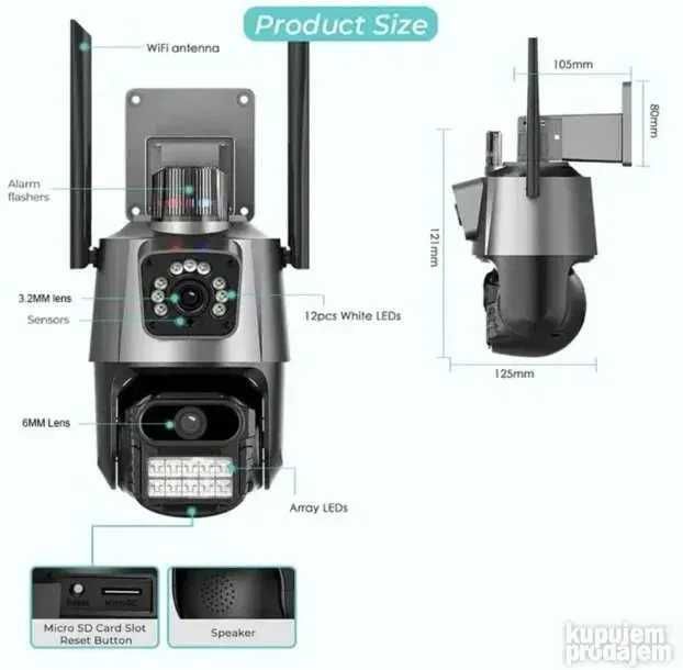 WiFi двойна безжична IP камера 12MP нощно виждане 58лв