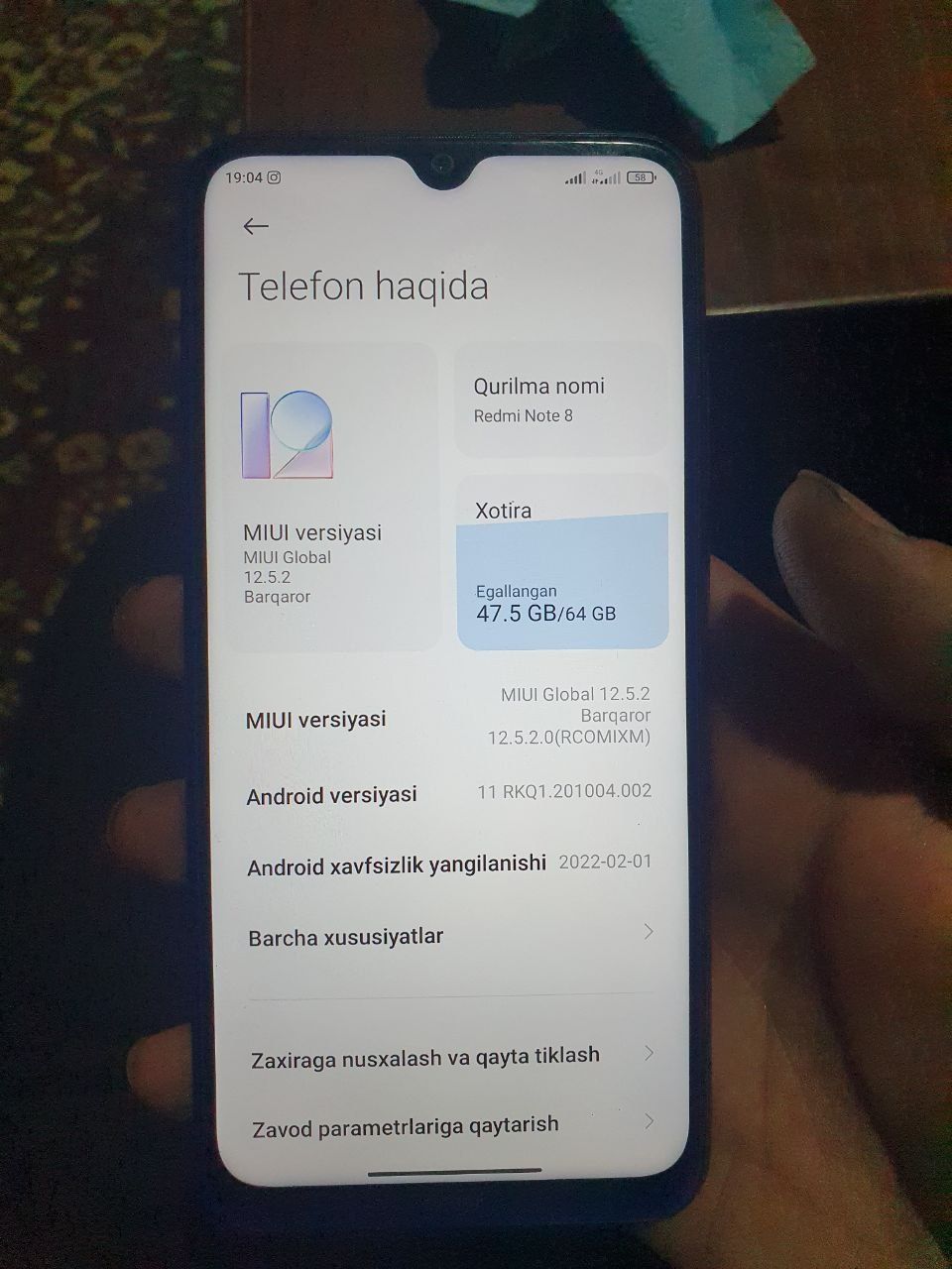 Redmi not 8 ochilmagan xamma narsasi zavod  kor dakumenti bo