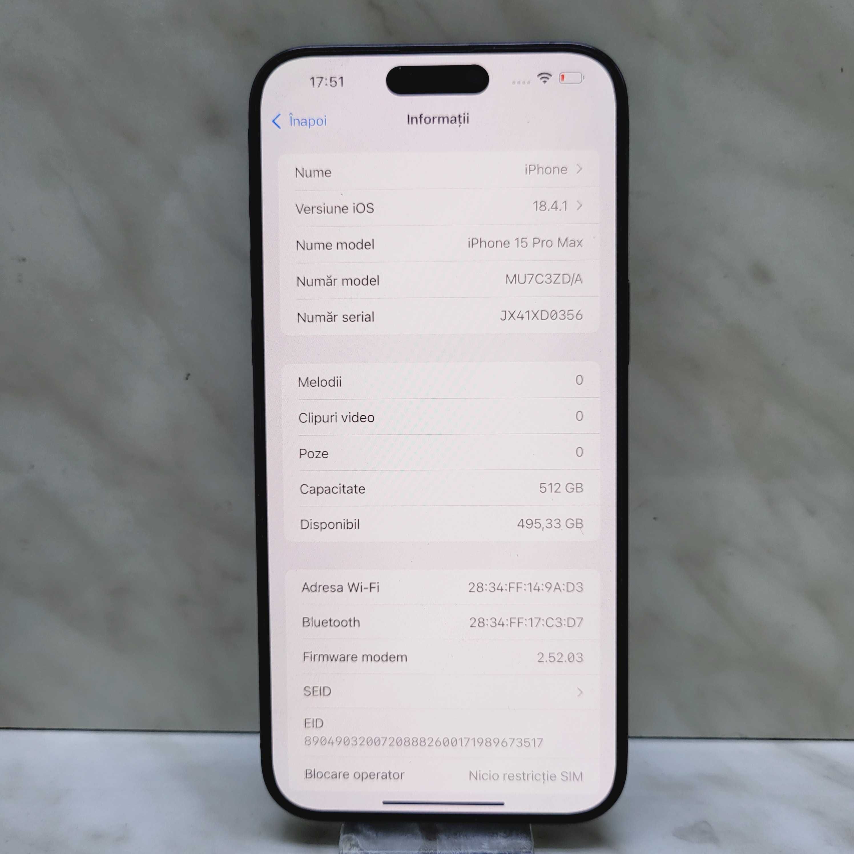 iPhone 15 Pro Max, 512GB, 84% Baterie, Zeus Amanet Militari 32127