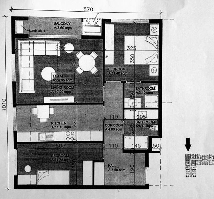 Продажа!!! ЖК PRESTIGE GARDENS 3-ком 5-этаж, 76м2 коробка.