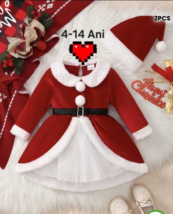 CRACIUNITA rochie costum compleu mos carciun spiridusa ren fulg de nea