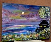 Картина  акрил Авторска  картина- цветна нощ