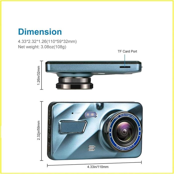 Camera auto dvr full hd, bord si spate rezolutie ultra, hdr, touch