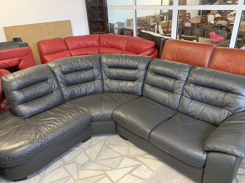 Ъглов диван естествена кожа