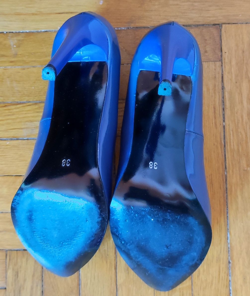 Vand Pantofi albastri din piele lacuita